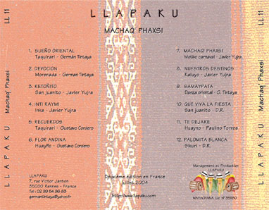 jaquette CD Llapaku machaq phaxsi